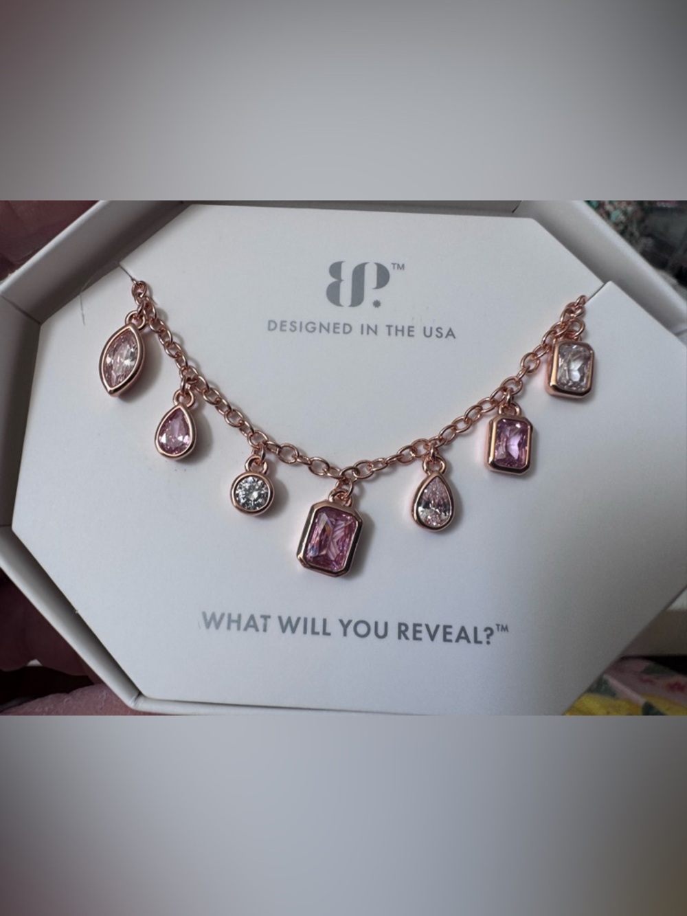 Bp Rose Gold Pink Charm style Necklace